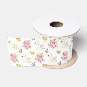 Ruban En Satin Rose florales rose et or de cygne