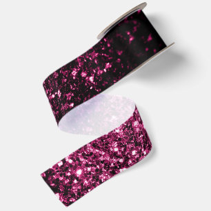 Ruban En Satin Rose foncé faux brillant paillettes scintille