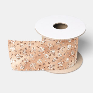 Ruban En Satin Rose Gold Faux Parties scintillant Cheetah Spots