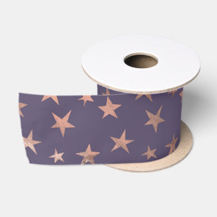 Ruban En Satin Rose Gold Glamour et Étoiles Lavande