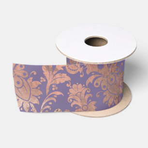 Ruban En Satin Rose Gold Glamouruseux et floral lavande