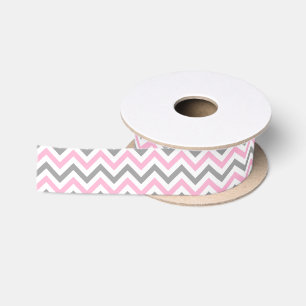 Ruban En Satin Rose, Gris Dk What Grand Motif Chevron ZigZag