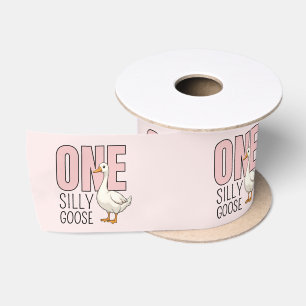 Ruban En Satin Rose moderne une oie sotte premier anniversaire