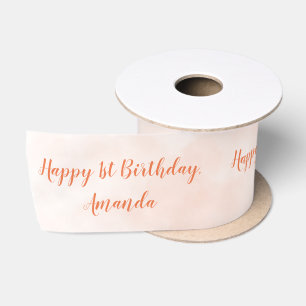 Ruban En Satin Rose Pâle Anniversaire Personnalisé