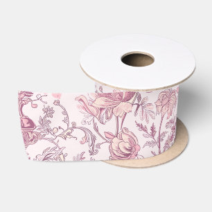 Ruban En Satin Rose Pâle Mauve Chinoiserie