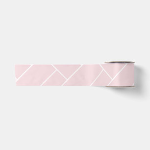 Ruban En Satin Rose pastel avec un motif géométrique blanc