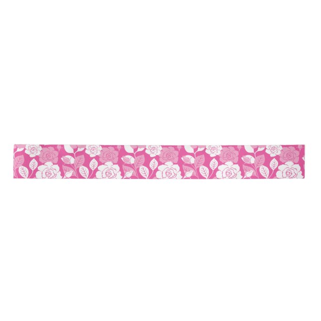 RUBAN EN SATIN ROSE PATTERN (PINK) (Devant)
