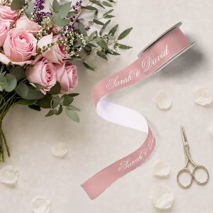 Ruban En Satin Rose Poussiéreuse Rose Élégante Calligraphie Maria