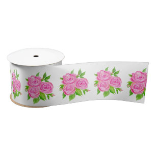 Ruban En Satin Roses anglaises à l'aquarelle