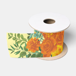 Ruban En Satin Roses Mariages orange jaune printemps