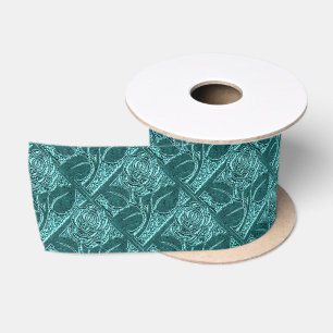 Ruban En Satin Roses métalliques 18-Light Turquoise-RIBBON SPOOL