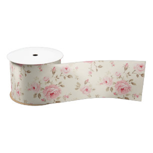 Ruban En Satin Roses peints en rose doux