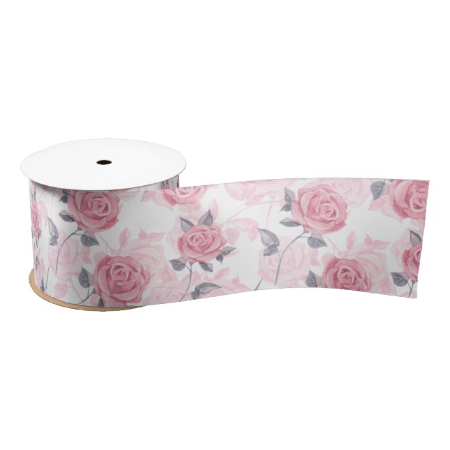 Ruban En Satin Roses roses (Bobine)
