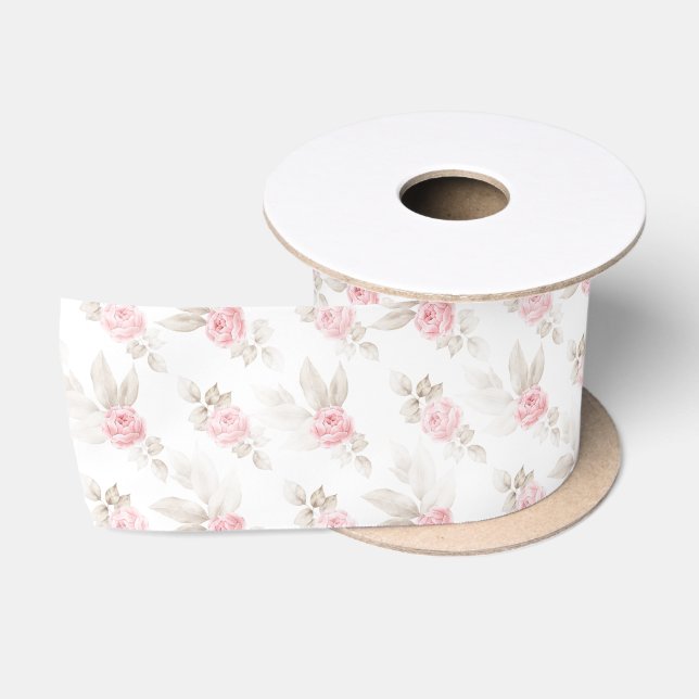 Ruban En Satin Roses roses douces (Bobine)