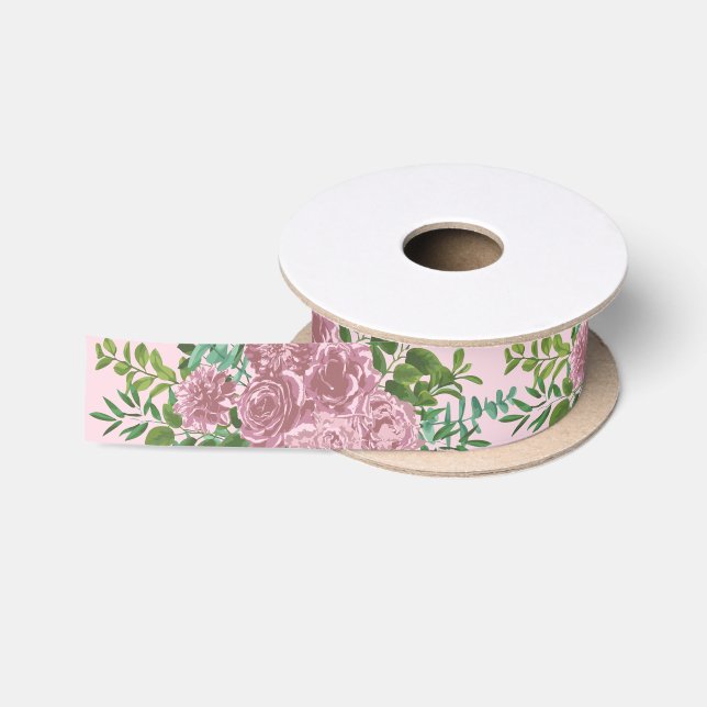 Ruban En Satin Roses roses Jardin Printemps Mariage (Bobine)