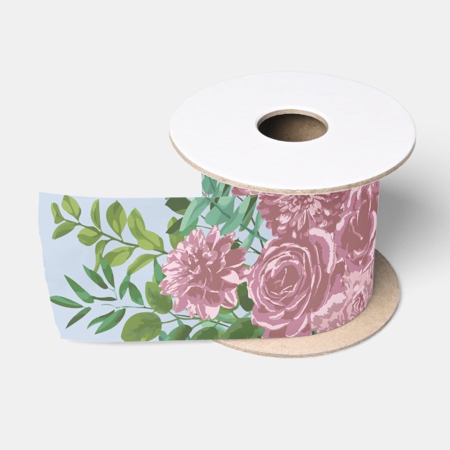 Ruban En Satin Roses roses Jardin Printemps Mariage (Bobine)