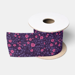 Ruban En Satin Roses sauvages en rose et violet
