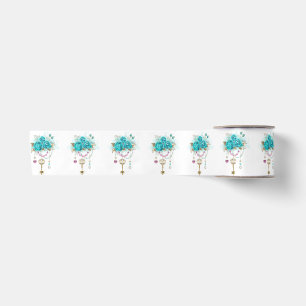 Ruban En Satin Roses turquoise avec touches