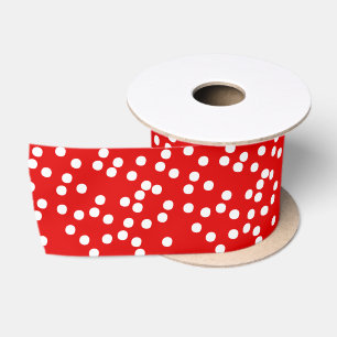 Ruban En Satin Rouge avec À petits pois blancs Couleur personnali