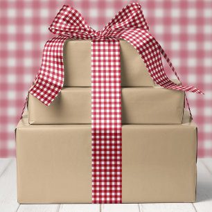 Ruban En Satin Rouge Et Blanc Noël à Carreaux De Buffalo