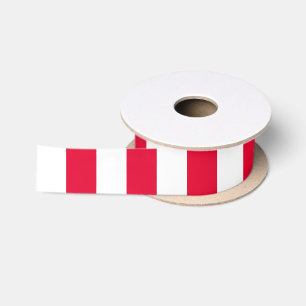 Ruban En Satin Rouge et Blanc Rayures Épaisses