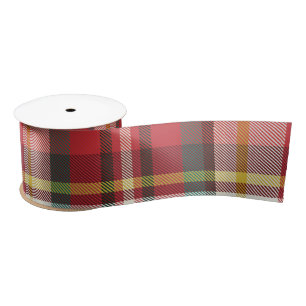 Ruban En Satin Rouge et Vert Plaid Rustique Noël Fêtes