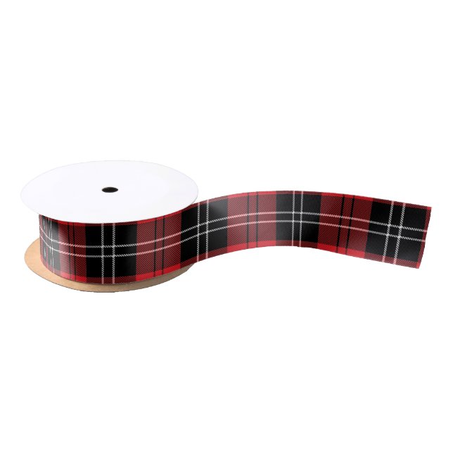 Ruban En Satin Rouge Noir Blanc Tartan Plaid Buffalo Plaid tendan (Bobine)
