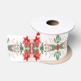 Ruban En Satin Rouge Poinsettia Noël Vacances Satin Ribbon