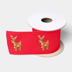 Ruban En Satin rouge renne à nez rouge