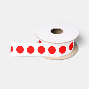 Ruban En Satin Rouge sur blanc de taille moyenne Horiz. Ruban poi