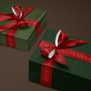 Ruban En Satin Rouge sur Bordeaux Texte Simple Cadeau Joyeux Noël