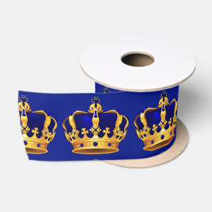 Ruban En Satin Royal Blue Gold Crown Fancy Prince