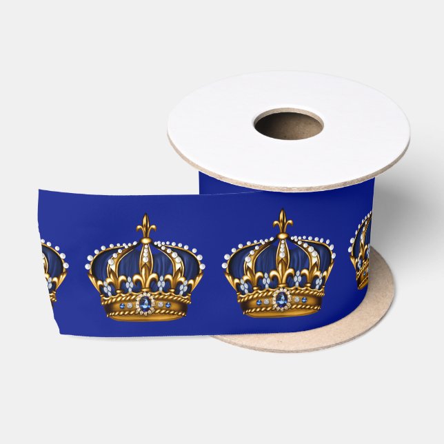 Ruban En Satin Royal Blue Gold Prince (Bobine)