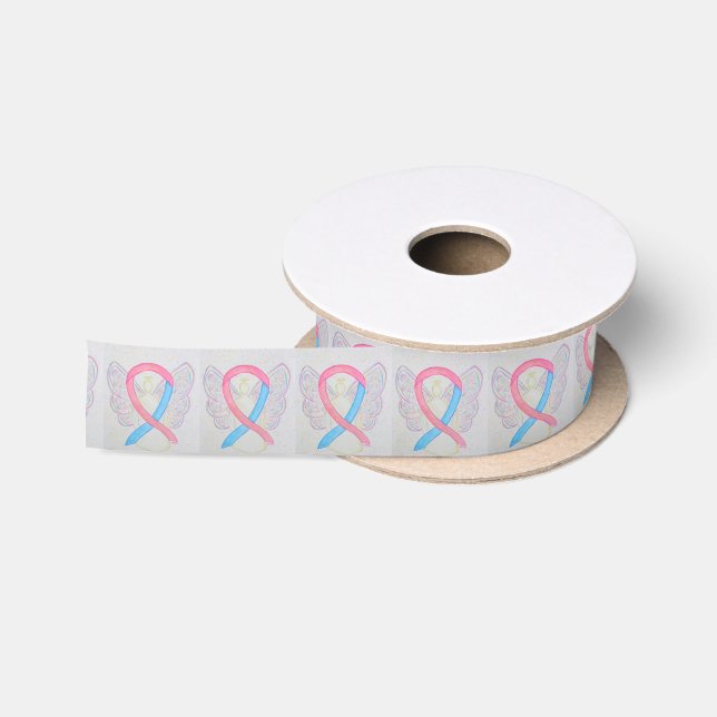 Ruban En Satin Ruban Angel rose et bleu de sensibilisation (Bobine)