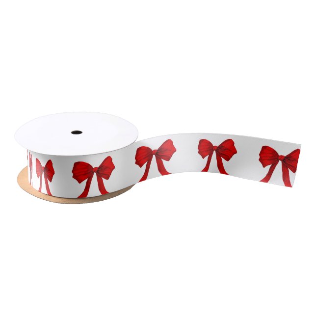 Ruban En Satin Ruban blanc Bow rouge (Bobine)