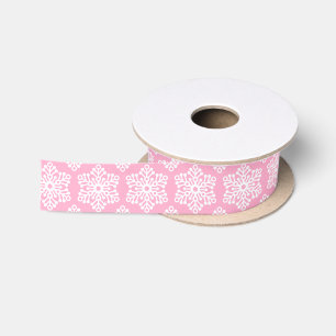 Ruban En Satin Ruban blanc de Noël rose