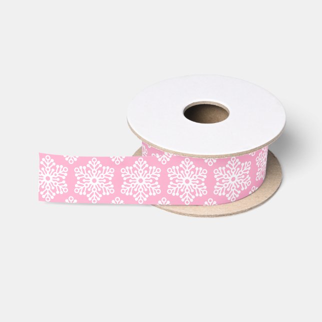 Ruban En Satin Ruban blanc de Noël rose (Bobine)