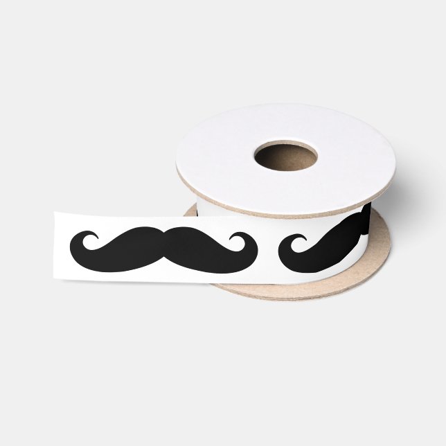 Ruban En Satin Ruban cadeau amusant avec motif de moustache noire (Bobine)