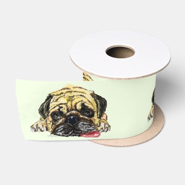 Ruban En Satin Ruban de chien de Carlin amusant (Bobine)