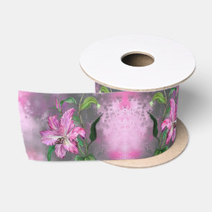 Ruban En Satin Ruban de Fleurs Lys Violet Rose
