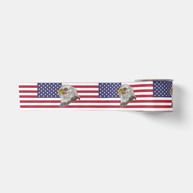 Ruban En Satin Ruban de l'aigle satiné du drapeau américain (Devant)