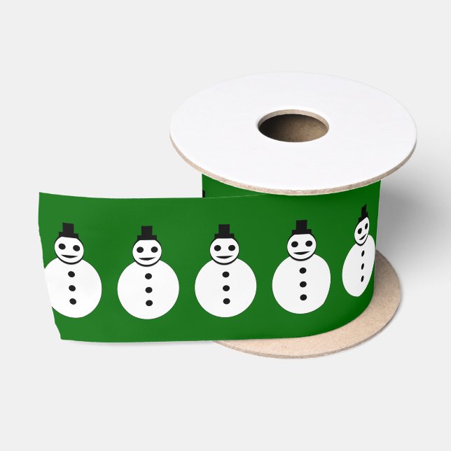 Ruban En Satin Ruban de neige de Noël souriant (Bobine)
