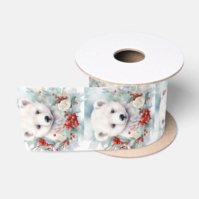 Ruban En Satin Ruban de Noël à l'ours polaire Satin (Bobine)