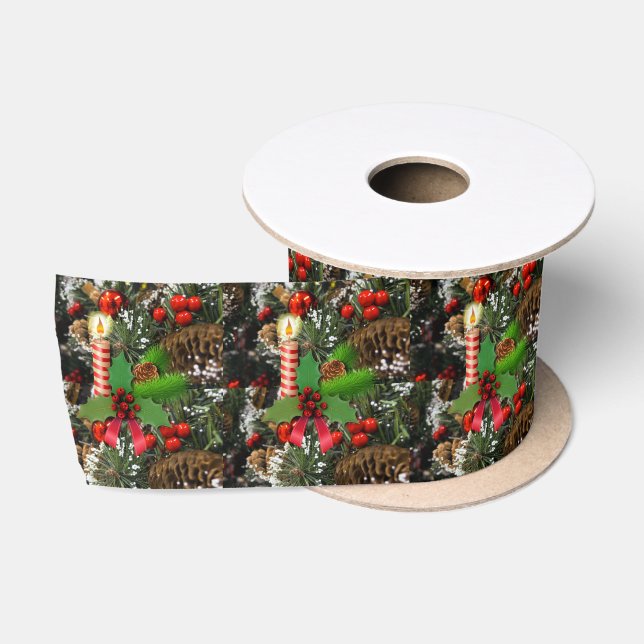 Ruban En Satin Ruban de Noël, bougie de Noël (Bobine)