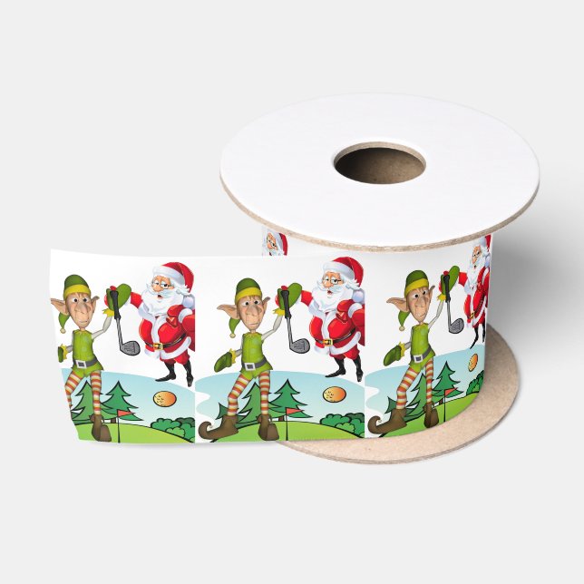 Ruban En Satin Ruban de Noël, golf de Père Noël (Bobine)