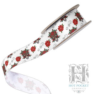 Ruban En Satin Ruban de satin de Noël Âne floral