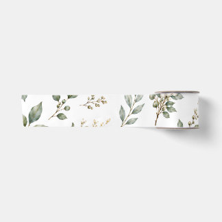 Ruban En Satin Ruban de satin élégant à motif botanique d'eucalyp
