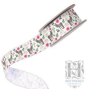 Ruban En Satin Ruban de satin rose floral Âne rustique