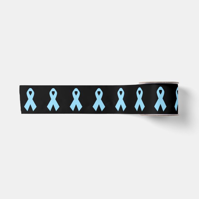 Ruban En Satin Ruban de sensibilisation bleu clair noir (Devant)