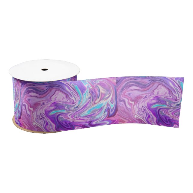 Ruban En Satin ruban de tourbillons rose bleu et violet (Bobine)
